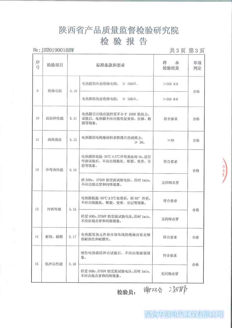 電熱膜檢驗(yàn)報(bào)告